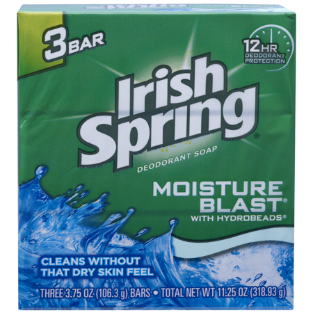 IRISH SPRING Bar Soap Moisture Blast 3 Bar 11.25 oz., PK18 114179